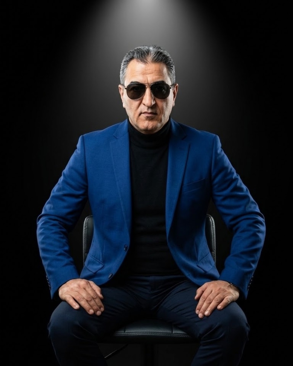 تحويل صورة بالذكاء الاصطناعي — بليزر أزرق تحت الإضاءة