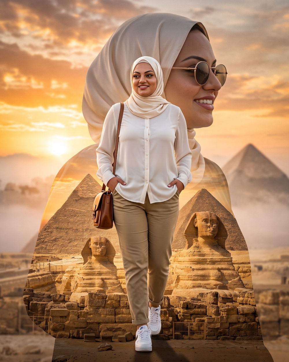 تحويل صورة بالذكاء الاصطناعي — مشي في شروق الصحراء
